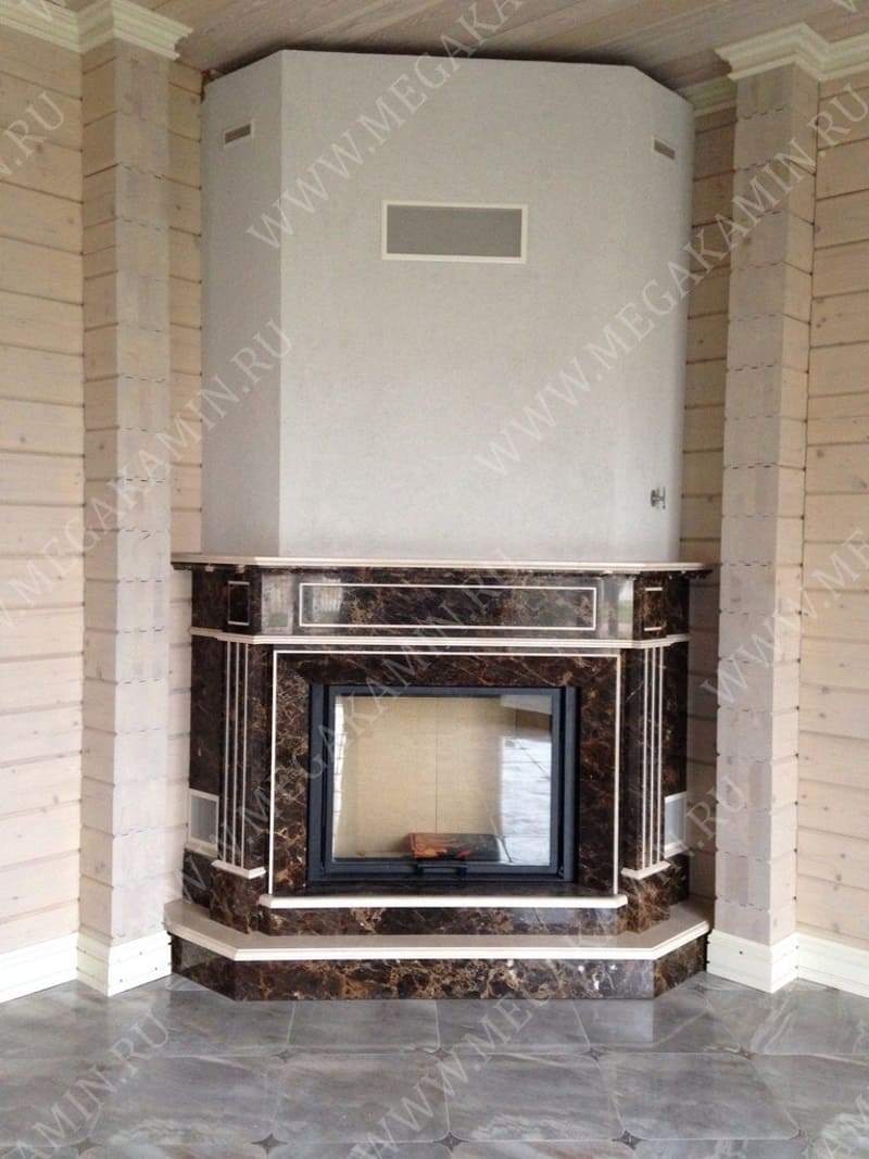 45. Угловой камин с порталом топка "SPARTHERM"